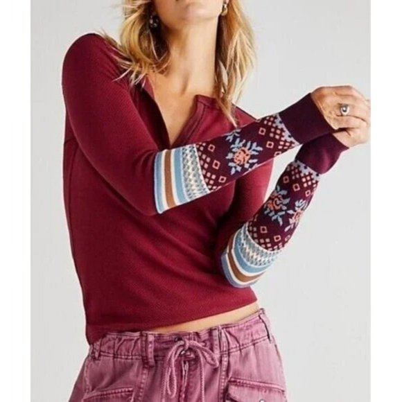 Free People NWT Mikah Layering Cuff Size Medium in Wine Combo - Picture 1 of 12